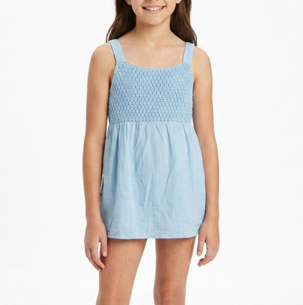 Epic Threads Girls Tank Top Sleeveless L 14-16 Crystal Blue Crochet Knit Cami NW